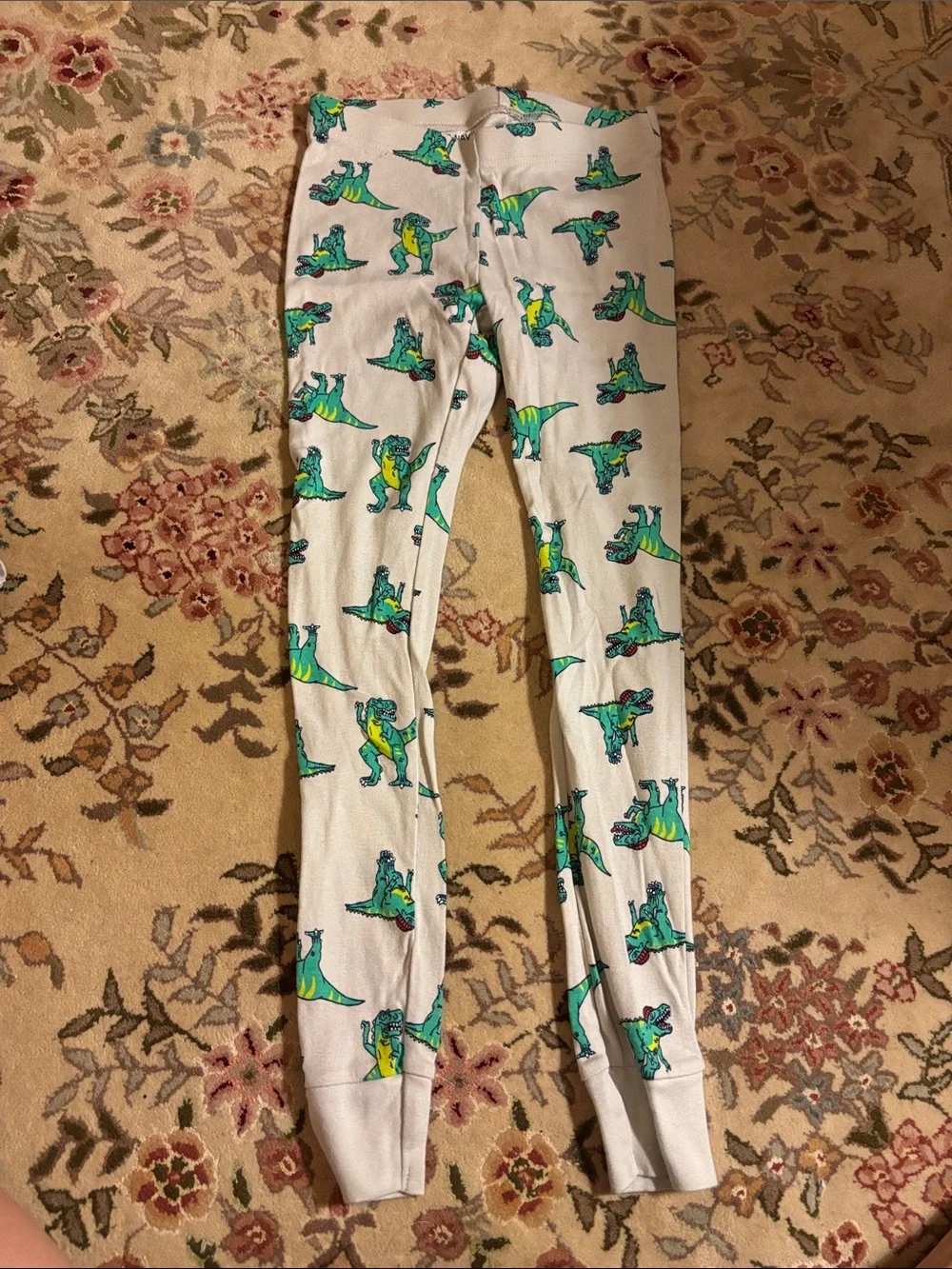 Old Navy White Pajama Set with Green Dino Print